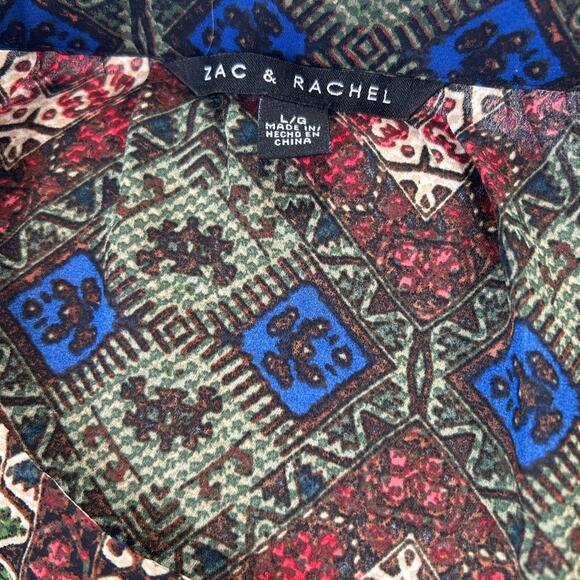 Zac & Rachel L Peasant Top Brown Blouse Bell Sleeves Lightweight Pullover Boho - Picture 2 of 3